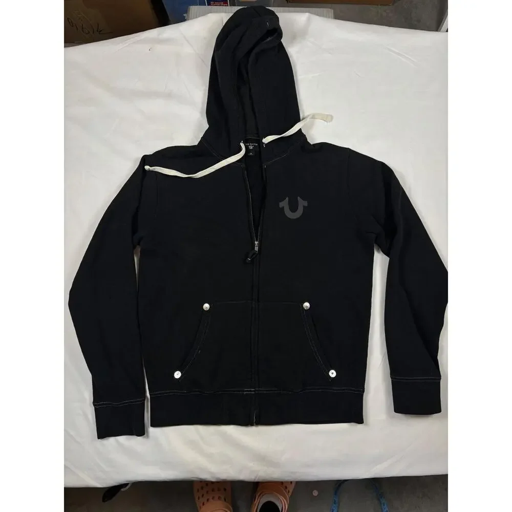 True‎ Religion World Tour Y2K Graphic Buddha Zip Hoodie Black Streetwear SZ S